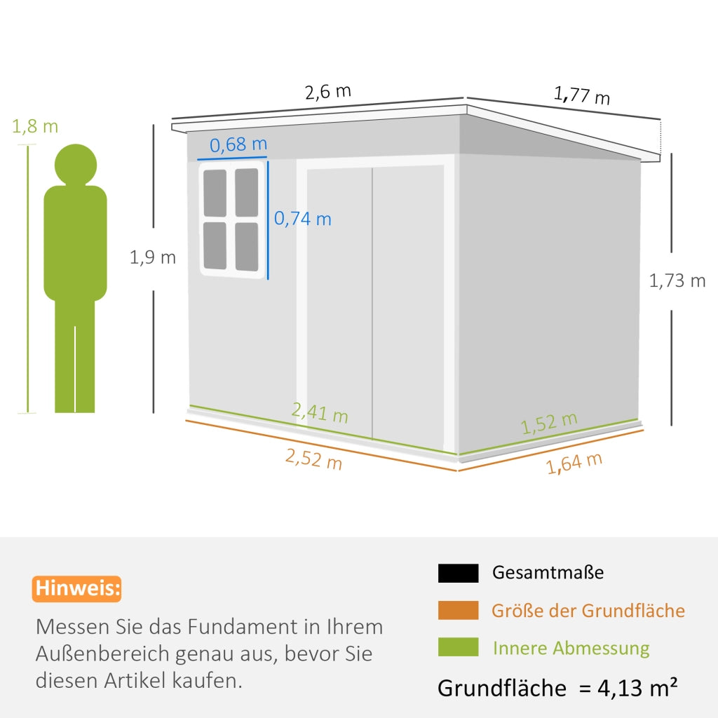 Capanno da giardino in metallo ¨C zephmum ¨C grigio scuro 260x177x190 cm
