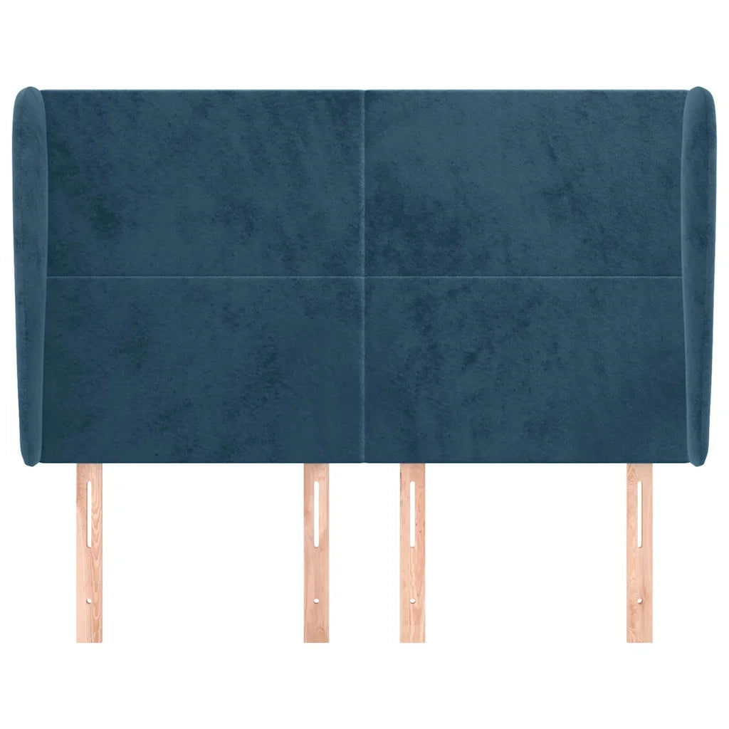 Testiera | Testata ad Orecchio Blu Scuro 147x23x118/128cm in Velluto