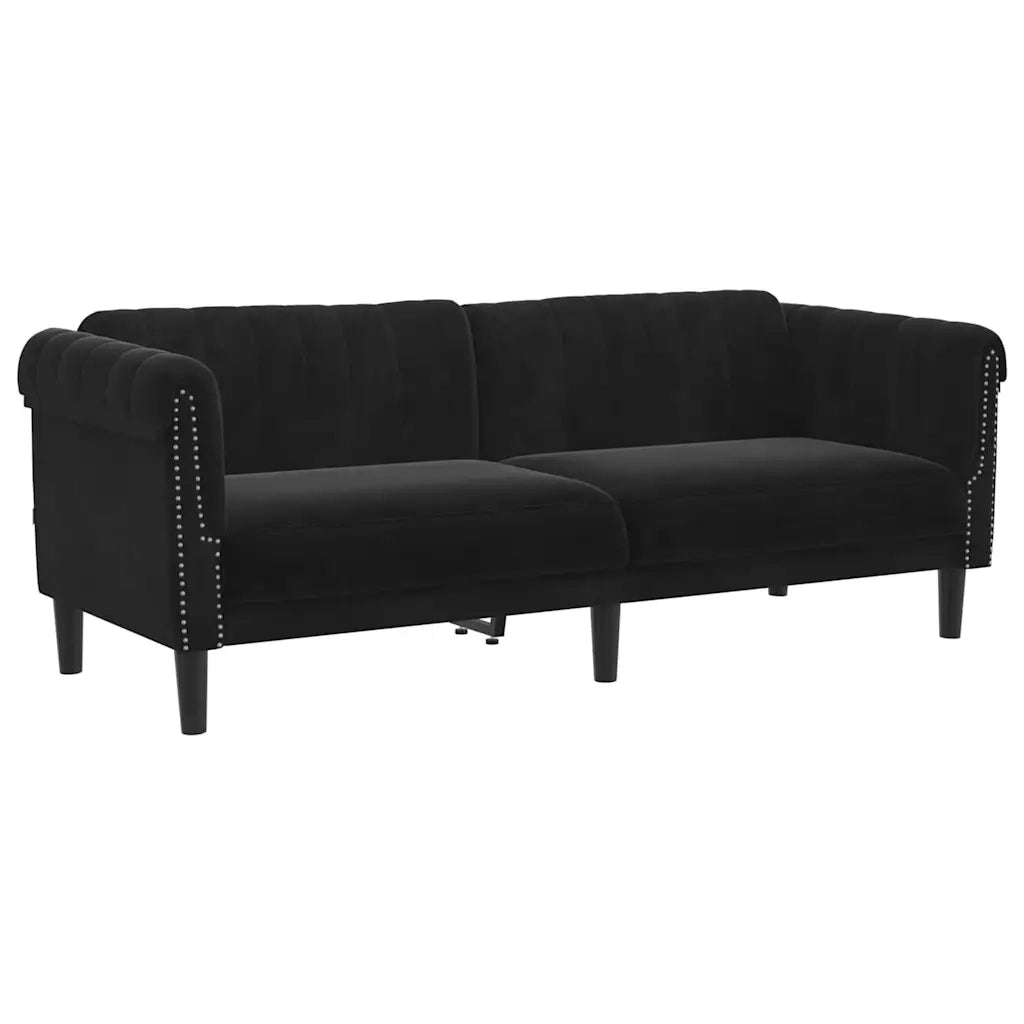 Divano | Divano da soggiorno | Sofa a 3 Posti Nero in Velluto