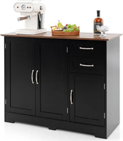 Credenza Buffet, Armadio di Stoccaggio Moderno con 2 Ante e 2 Cassetti, Ripiano Regolabile, per Cucina, Sala da Pranzo, 100 x 40 x 78 cm (Nero)
