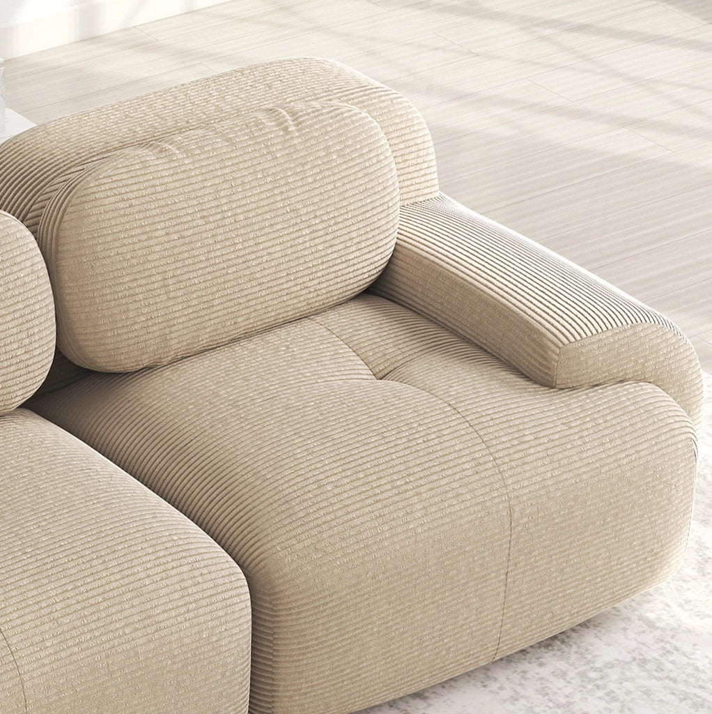 Divano angolare modulare 298x103x70 cm senza montaggio in velluto a coste beige