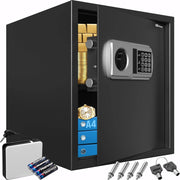 ® XXL Cassaforte Elettronica 35x40x40cm Doppi Bulloni Illuminazione Interna Cassetta Sicurezza Documenti Nero