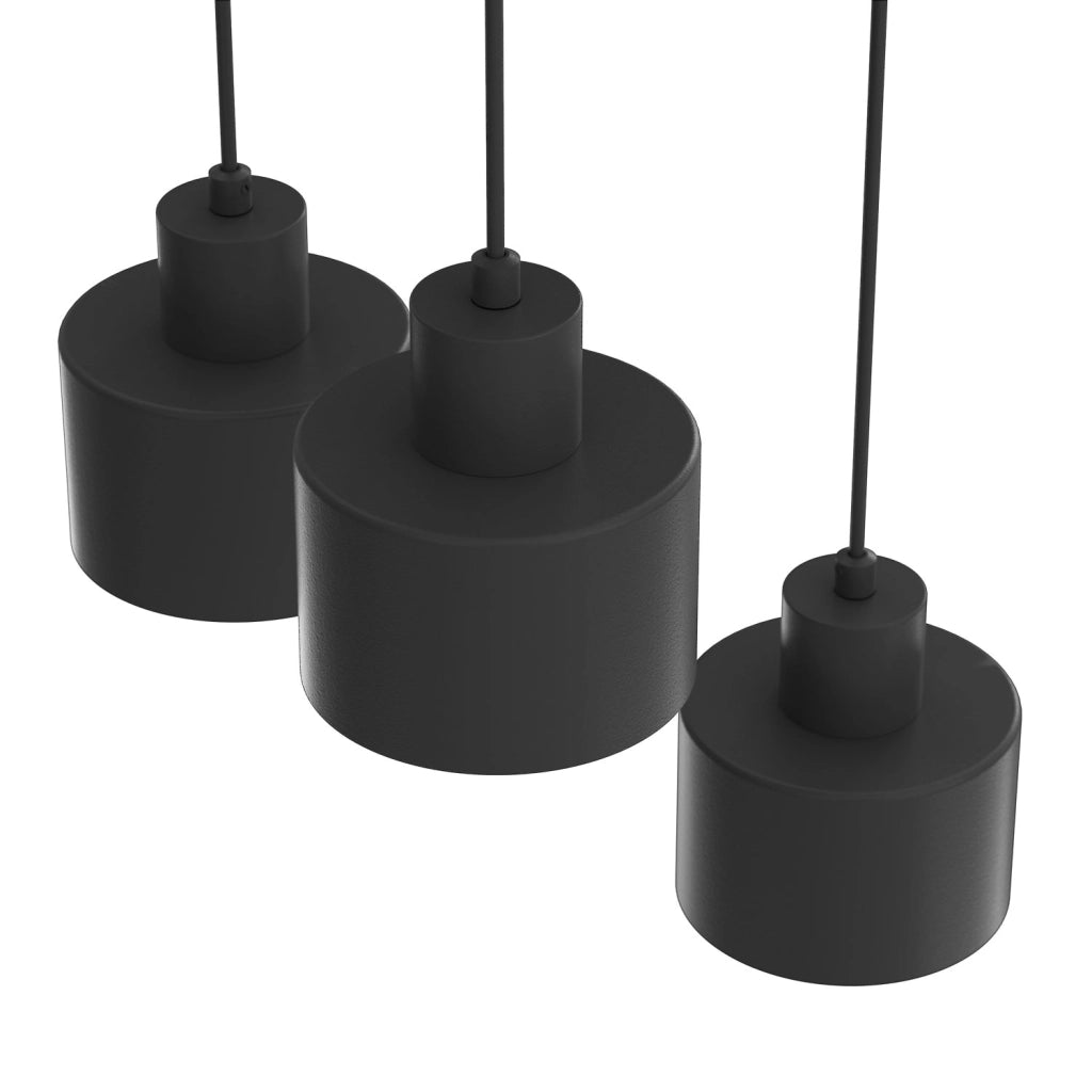 Lampada sospensione Parkla 3xE27 nera cilindrica