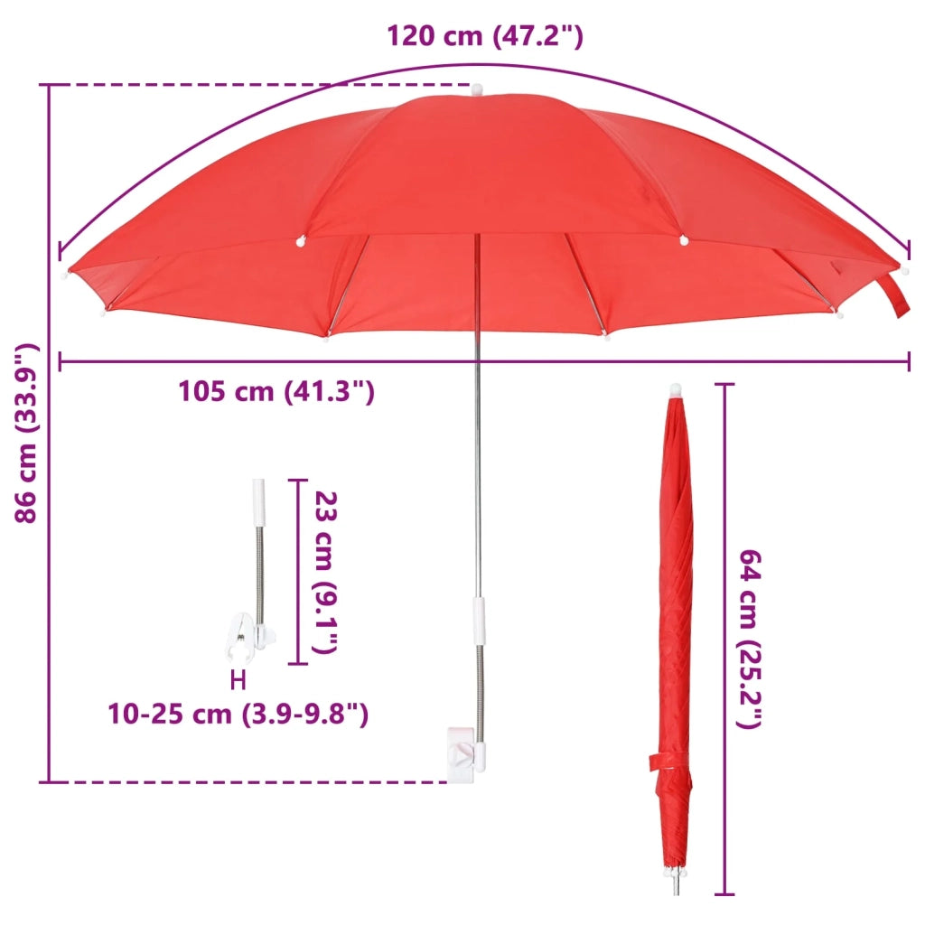 Ombrello con morsetto 2 pcs Rosso mattone Ø 105 x 86 cm 42041278