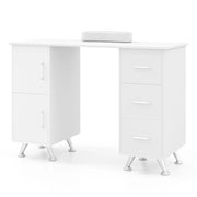 Tavolo manicure professionale con 2 mobili e 3 cassetti 108 x 45 x 76 cm comfort ergonomico design moderno in MDF bianco 20_0014015