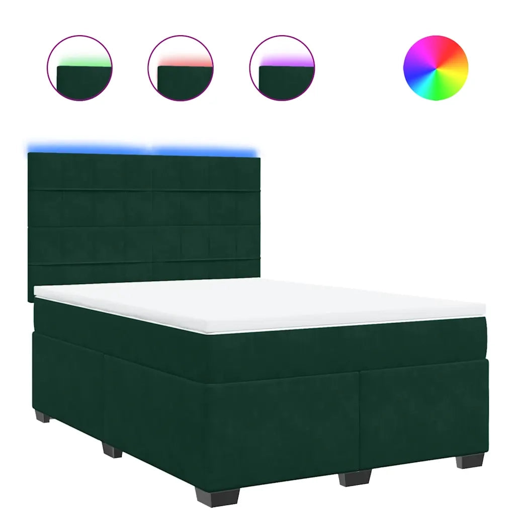 Giroletto a Molle con Materasso Verde Scuro 140x190 cm Velluto