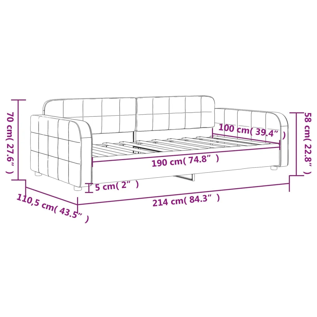 Letto da camera | Letto da Giorno Grigio Chiaro 100x190 cm in Velluto