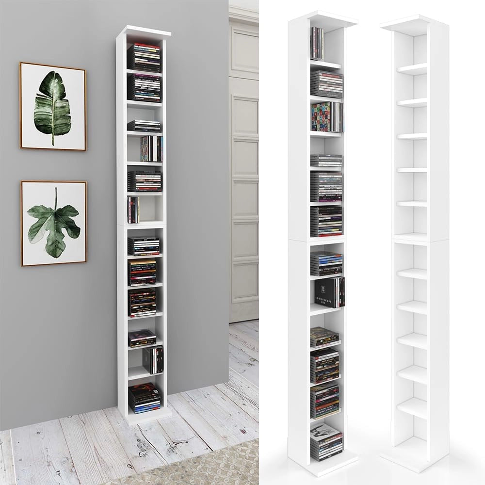 Scaffale porta cd, Bianco, 21 x 91.8 cm Set grande da 2