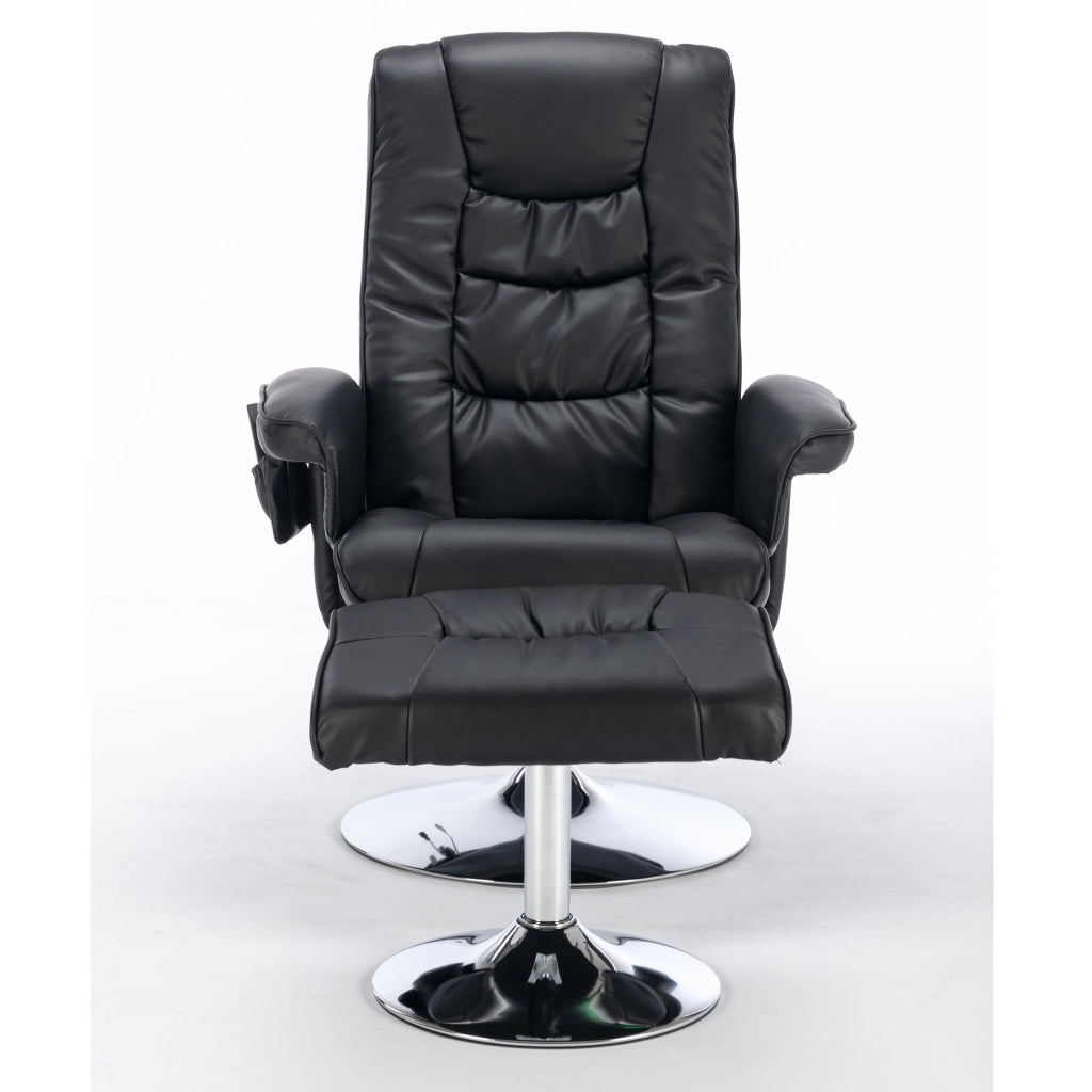 Poltrona Massaggiante con Poggiapiedi ¨C MINIMAL ¨C Similpelle Nera, Relax Soggiorno