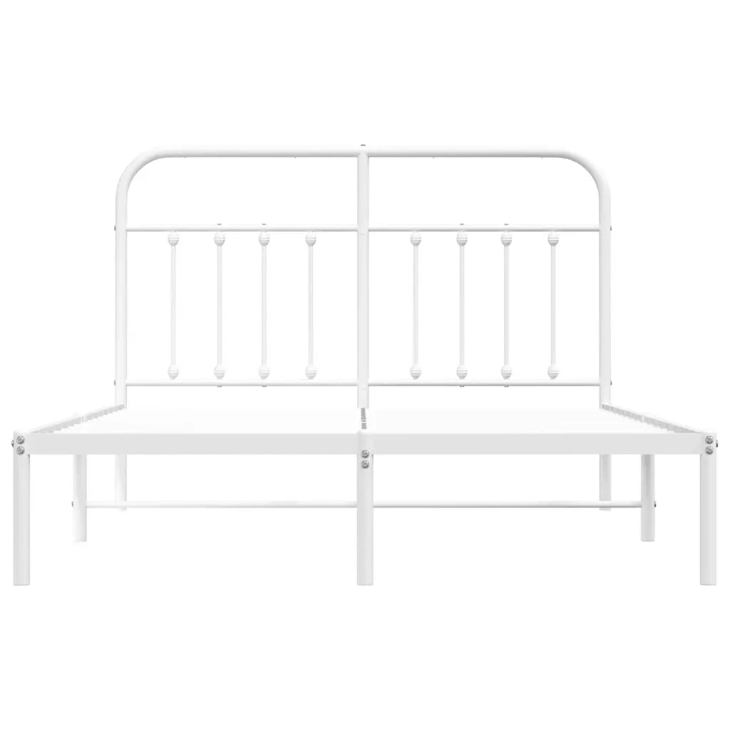 Giroletto con Testiera-Struttura Letto con testiera Metallo Bianco 140x190 cm 491863
