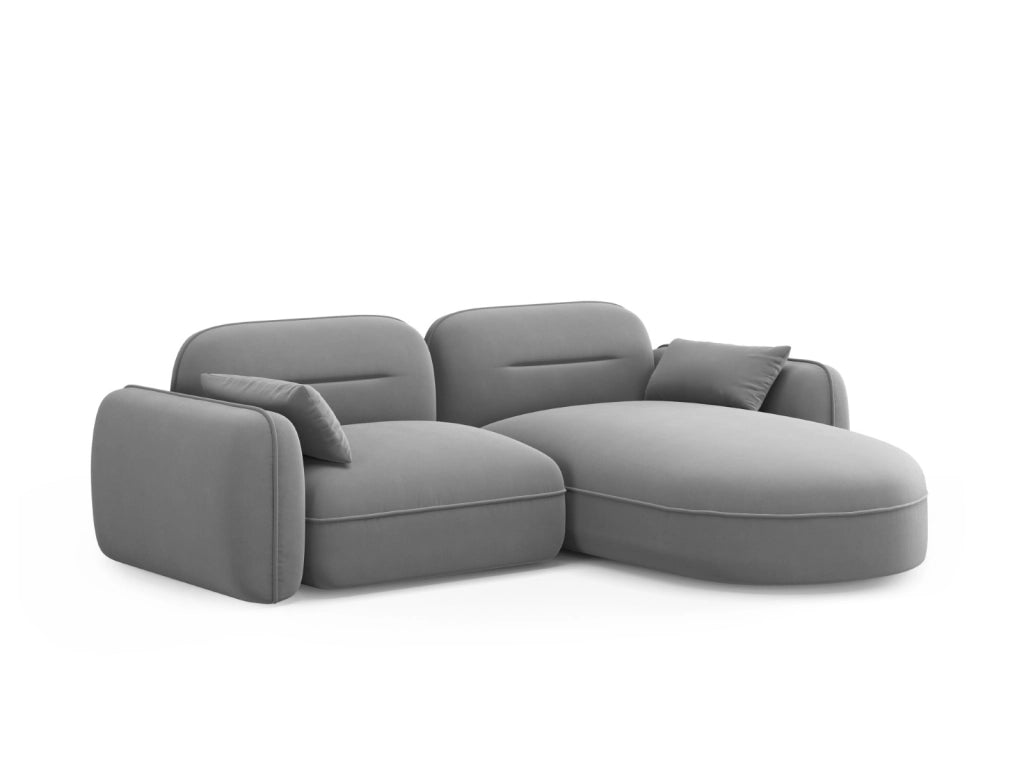Cosmopolitan Design - Divano angolare modulare destro "Sydney" 3 posti in velluto grigio chiaro 
