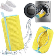 Set di sacchetti per pulire le scarpe 2 pezzi - Struttura a 3 strati - Microfibra - Ripiegabile - Chiusura a cerniera - Dimensioni 39 x 19 cm - Sacchetto per pulire le scarpe
