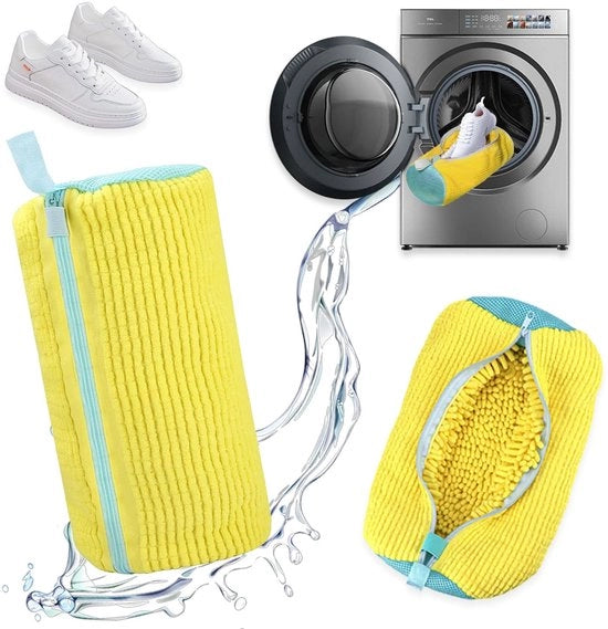 Set di sacchetti per pulire le scarpe 2 pezzi - Struttura a 3 strati - Microfibra - Ripiegabile - Chiusura a cerniera - Dimensioni 39 x 19 cm - Sacchetto per pulire le scarpe