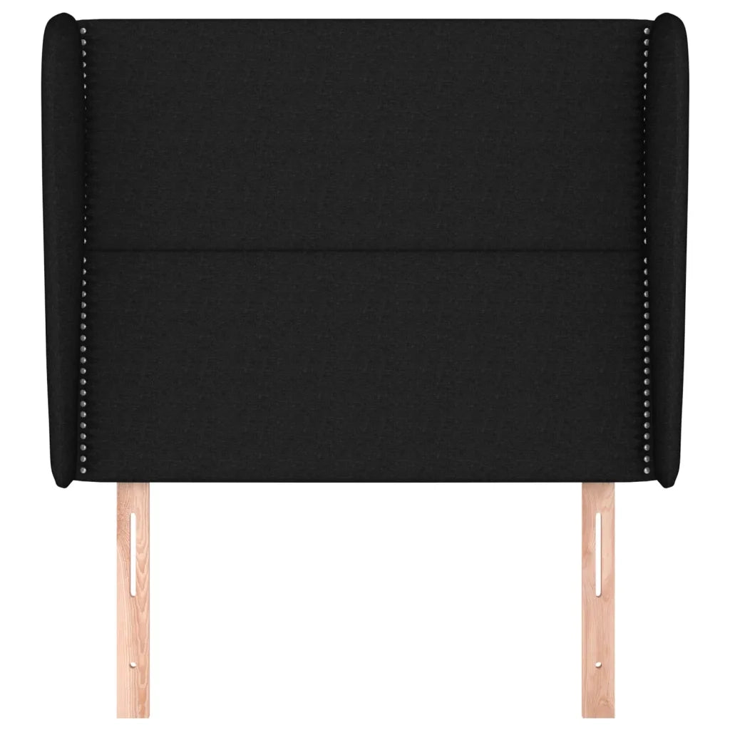 Testiera ad Orecchio Nera 93x23x118/128 cm in Tessuto