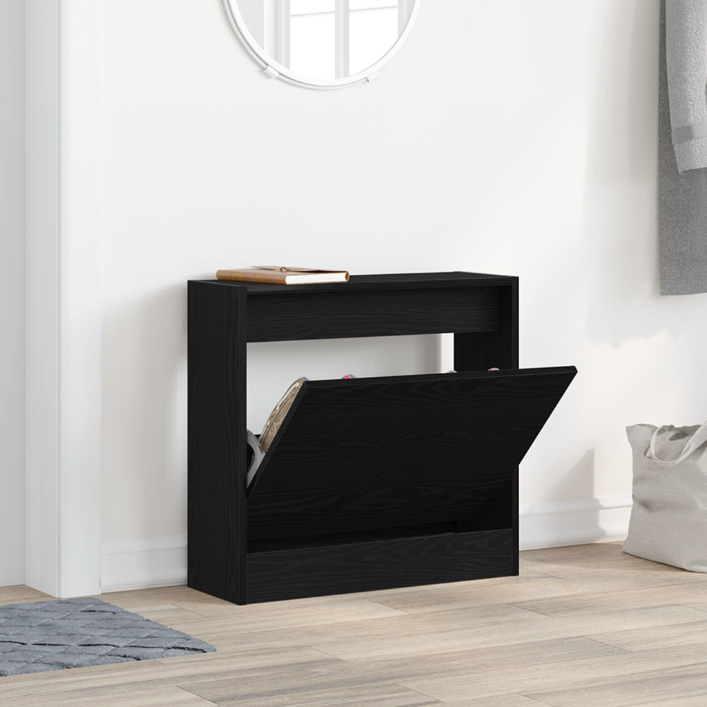 Mobile per Scarpe Nero Rovere 60x21x57 cm Legno Ingegnerizzato