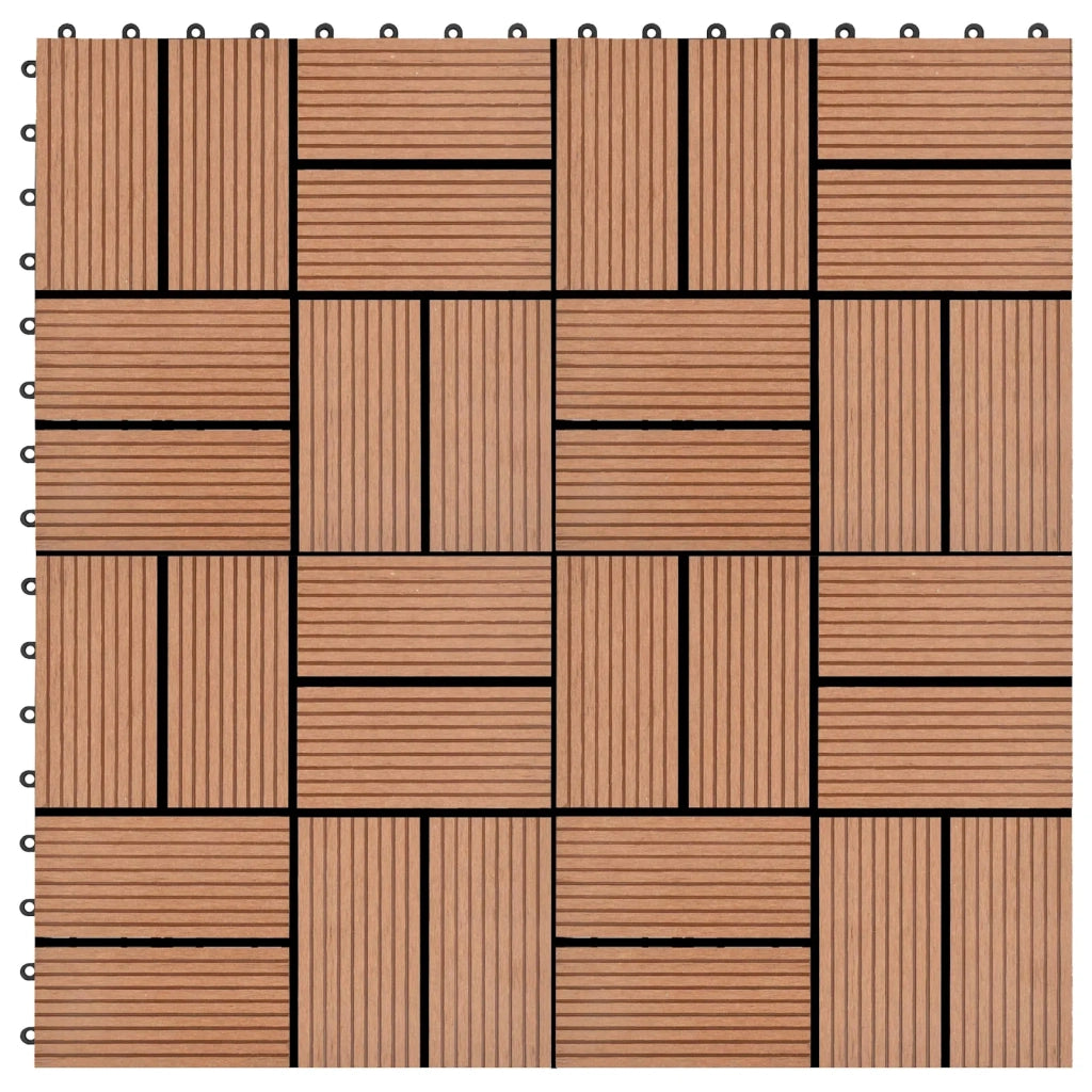 Piastrella per Decking 11 pz Marrone 30 x 30 cm WPC CFW1105717