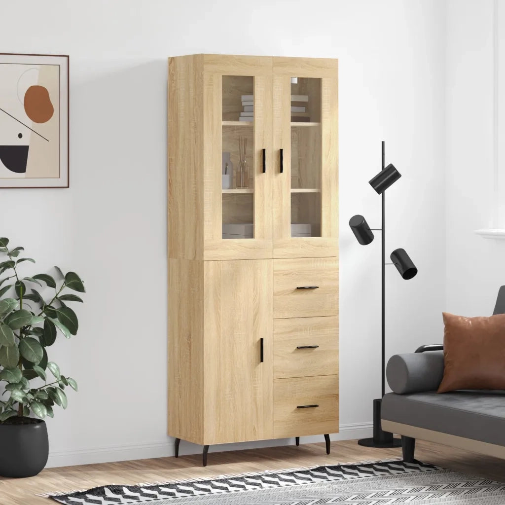 Credenza-Buffet-Armadio da cucina Rovere Sonoma 69,5x34x180 cm in Legno Multistrato 581396