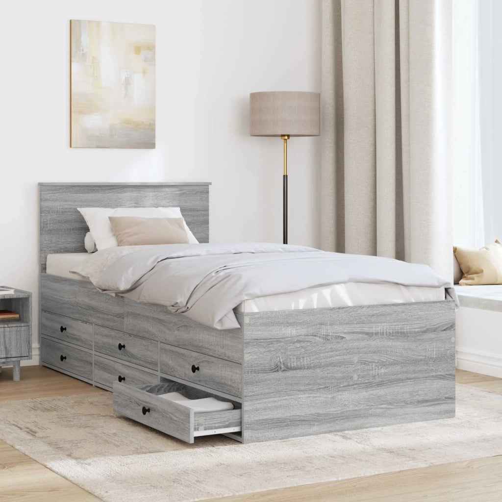 Letto singolo | Letto per adulti | Daybed Grigio Sonoma e Nero 75 x 190 cm Legno multistrato