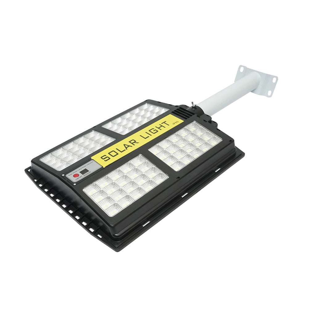 Lampada solare illuminazione stradale LED 200W 6500K con pannello solare 15W, batteria 15000mAh, telecomando, montaggio su palo IP65