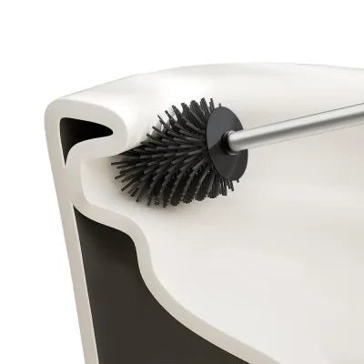 Scopino di ricambio per wc con setole in silicone e manico acciaio cromo