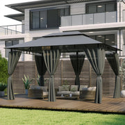 Devoke Gazebo da Giardino 3x4,Telo Gazebos 3x4 Impermeabile,Gazebo Esterno Resistente,Telaio in Metallo, Gazebos,Grigio