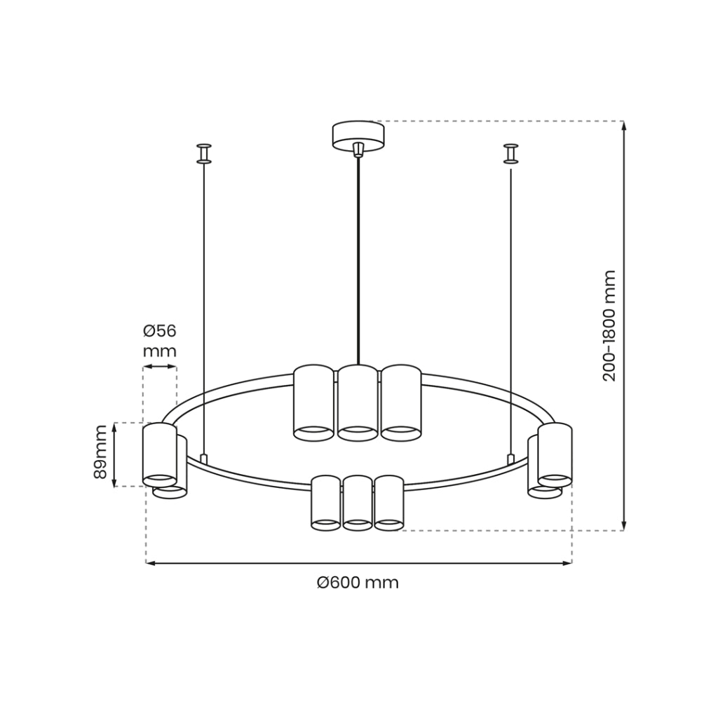 Lampadario Milagro Genesis nero Ø60 10xGU10 alluminio