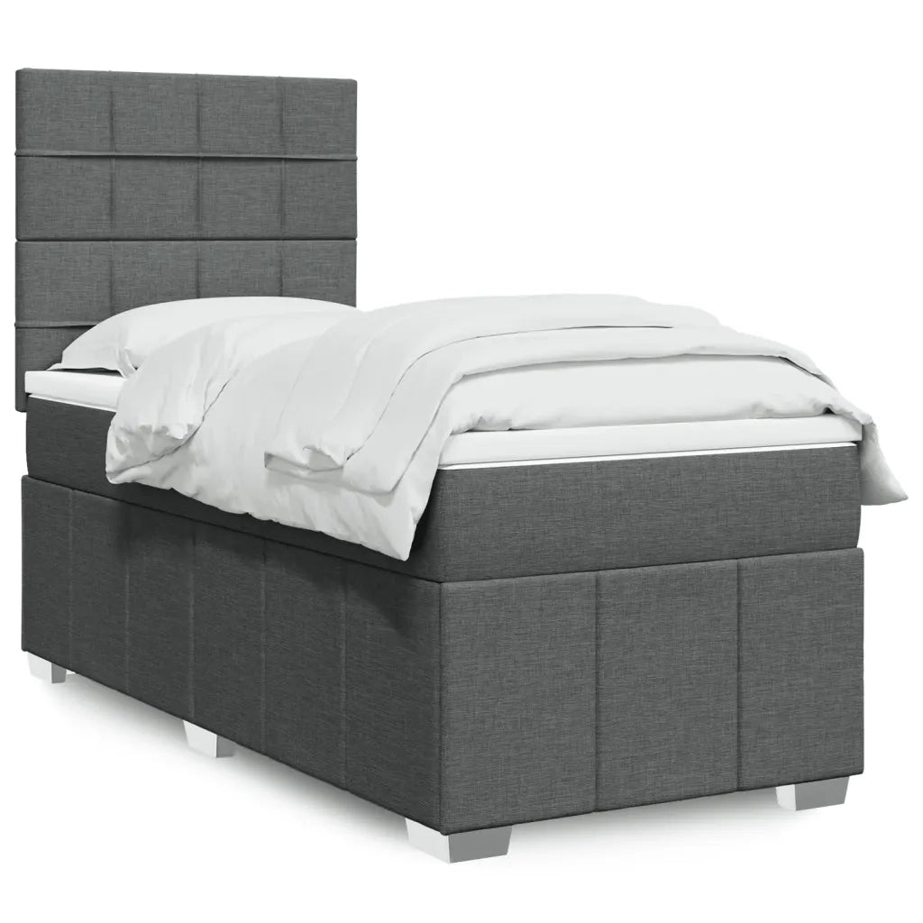 Giroletto a Molle con Materasso Grigio Scuro 100x200 cm Tessuto 3291580
