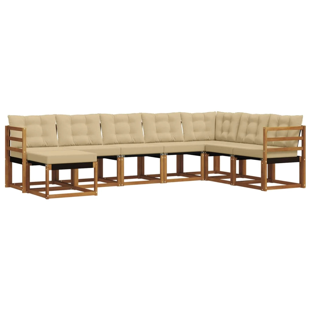 Set di divani da esterno con cuscino 8 pcs Naturale e Beige 3368944