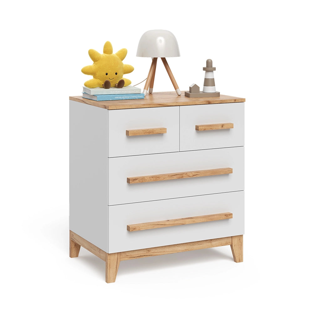 Vitalispa Cassettiera per camera da letto Bianco/Artisan 80 x 88 cm con 4 cassetti