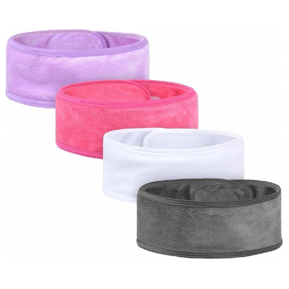 Trade Shop - Set 2pz Fascia Spugna Fermacapelli Fasce Tessuto Doccia Strappo Velcro Make Up Viso -