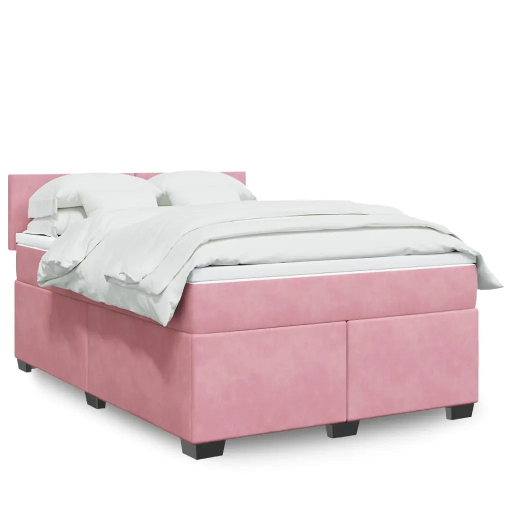 Giroletto a Molle con Materasso Rosa 140x190 cm in Velluto 3288605
