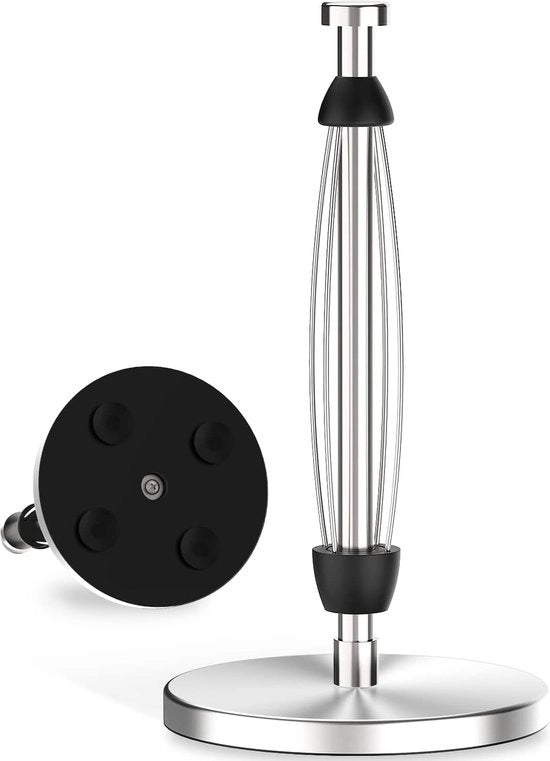 Sostegno per rotoli da cucina, in acciaio inossidabile, con dispositivo di assorbimento, piano di lavoro, sostegno per rotoli da cucina con base rinforzata e ganci, sostegno per rotoli da cucina in acciaio inossidabile, da cucina, organizzatore