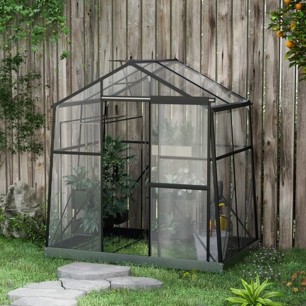 Serra Giardino in Policarbonato e Alluminio ¨C Zephmum ¨C Nero 192x131x203 cm