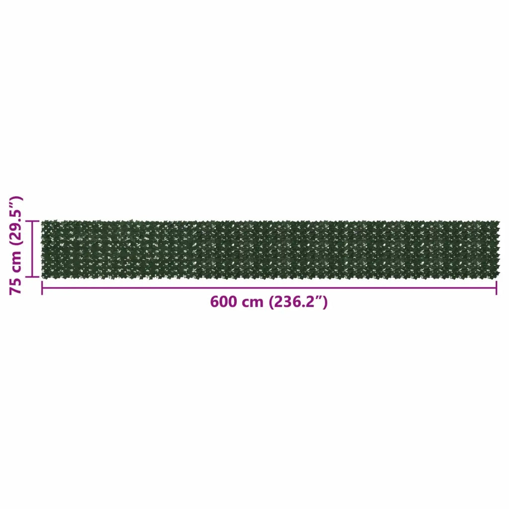 Schermo per balcone con foglie-Pannello per balcone Verde Scuro 600 x 75 cm