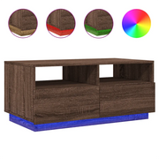 Tavolino da salotto | Tavolino da caff¨¨ | Tavolino da Soggiorno con Luci LED Rovere Marrone 90x49x40 cm
