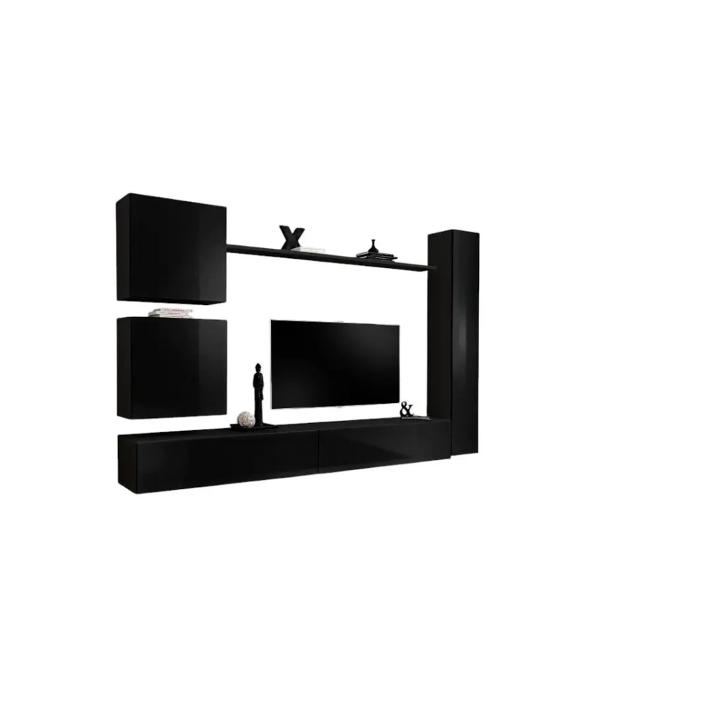 Set di mobili da salotto SWITCH VIII design, colore nero lucido.