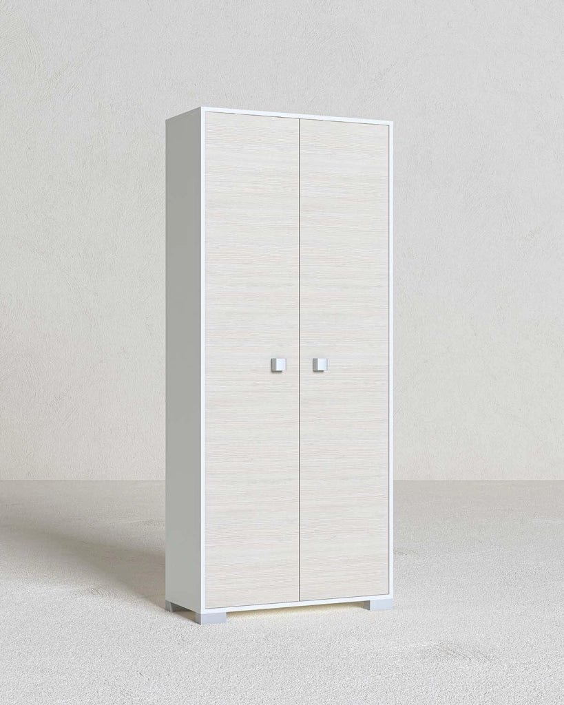 Doomostore. Armadio 2 Ante Clara per la dispensa, Cucina, Multiuso, Lavanderia, spogliatoio 75x35x180H con Ripiani Bianco/Olmo Biancoluna/Olmo