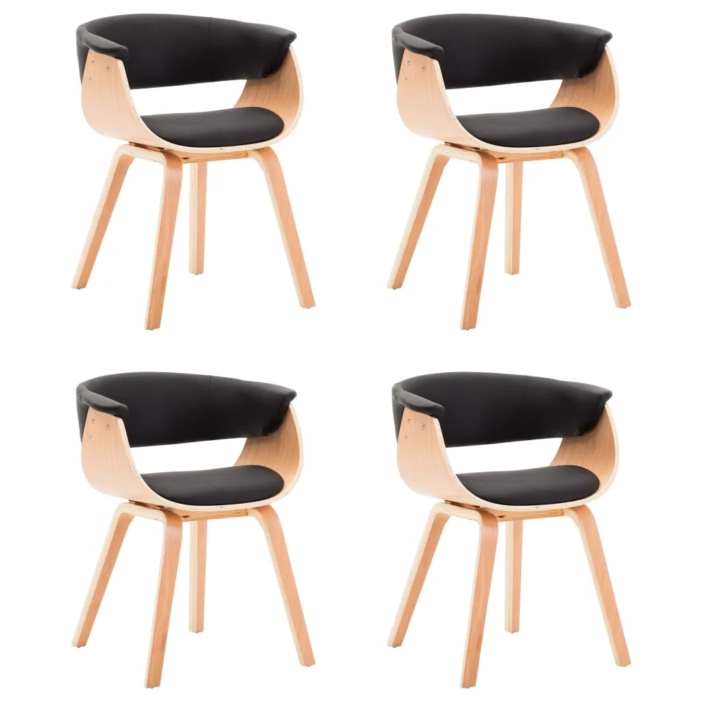 Sedie da Pranzo 4 pz Nere in Legno Piegato e Similpelle cod mxl 19034