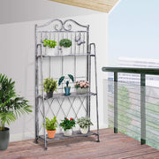 Portavasi in metallo pieghevole a 3 ripiani grigio 44x25x96 cm