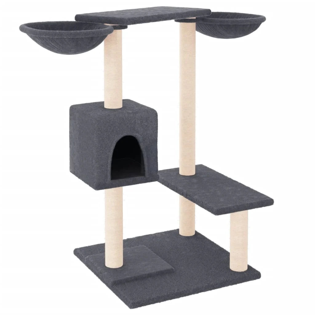 Tiragraffi per gatti torre per arrampicata giocattolo piattaforma per arrampicata con tiragraffi grigio scuro 82 cm 02_0022726