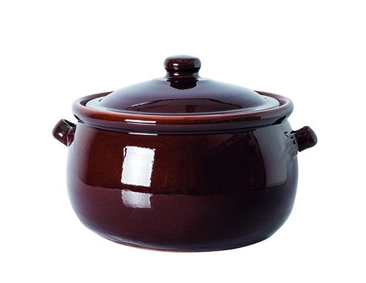 Pentola in terracotta bicolore con coperchio 24 x 15 cm 4.5 litri