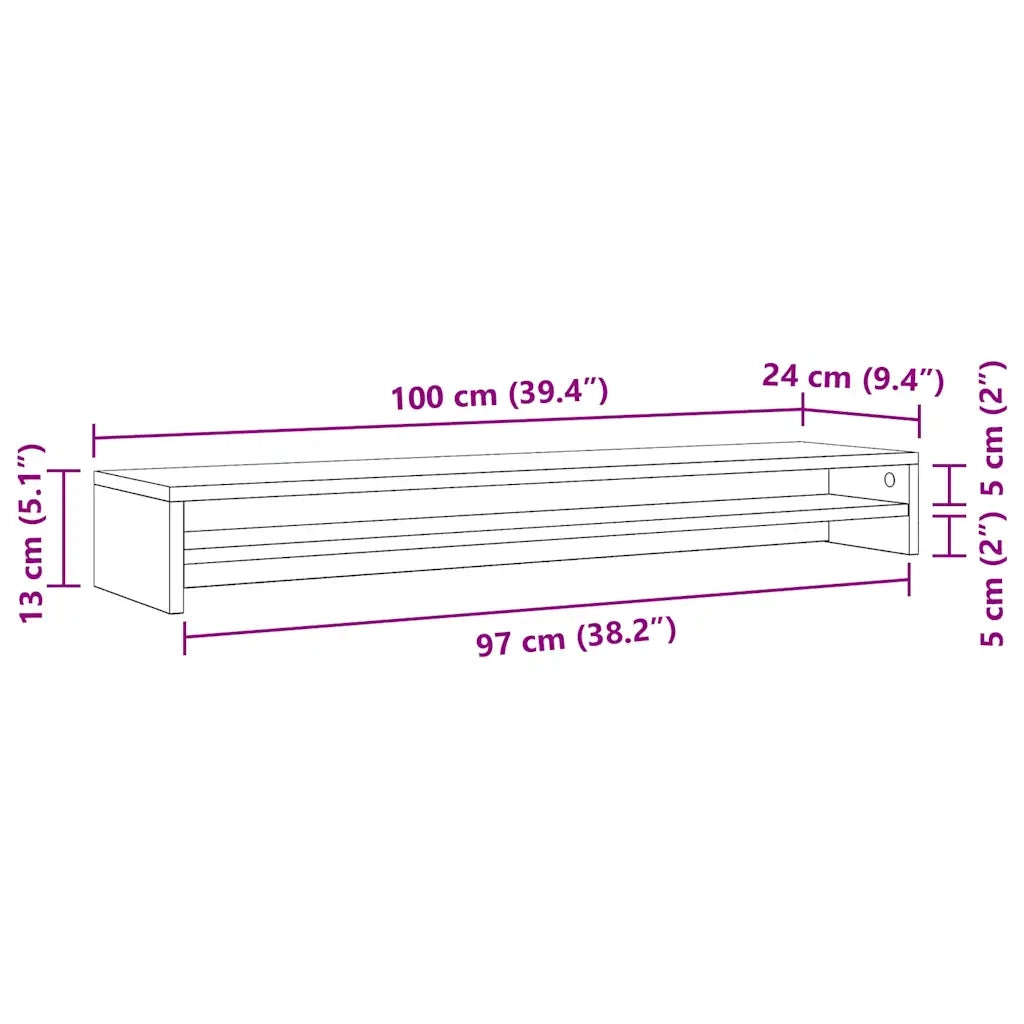 Supporto Monitor Rovere Artigianale 100x24x13 cm Multistrato