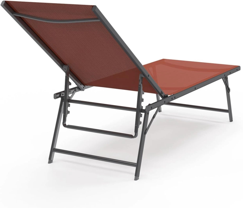 Set di 2 sedie da Giardino reclinabili Kailua in Acciaio Grigio Antracite e Tessuto Terracotta