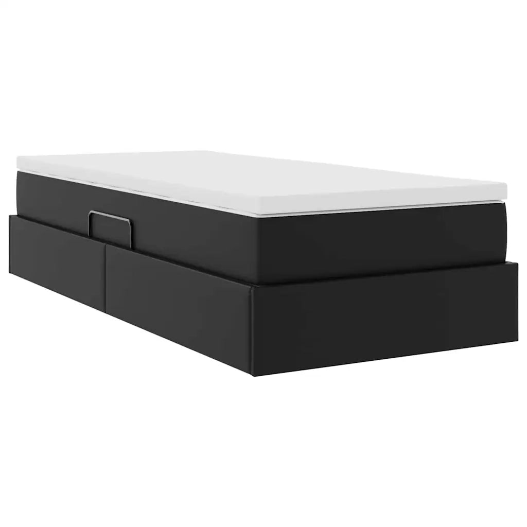 Letto con contenitore e materasso Nero 90 x 200 cm