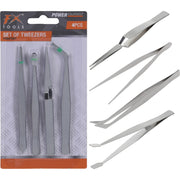 SET 4 PINZETTE IN METALLO PER BRICOLAGE