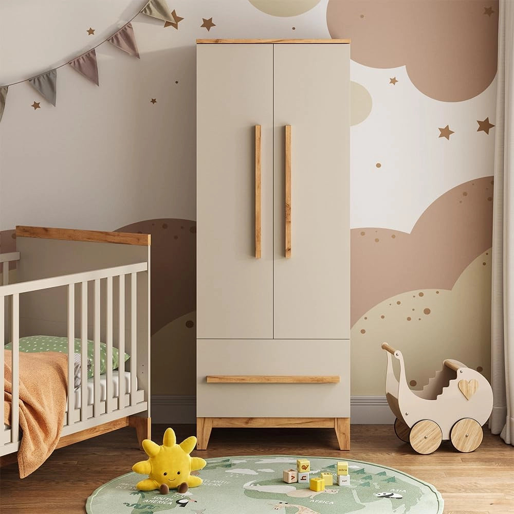 Armadio per bambini Malia, Cashmere/Artigianale, 70 x 186.8 cm, combinabile con altri mobili della serie Malia