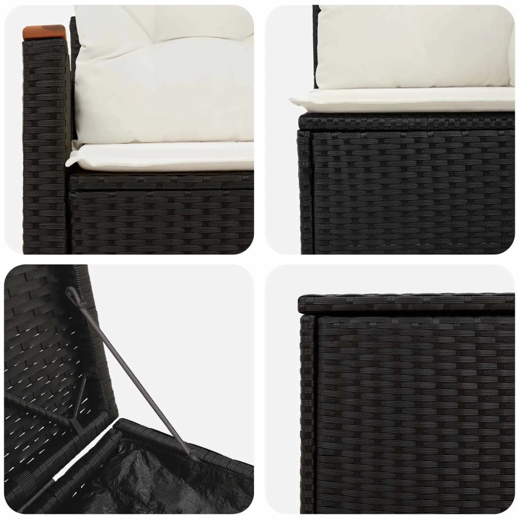 Set di divani 5 pz Nero e Bianco Crema 3447943