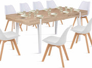AUSTRIA Tavolo da pranzo rettangolare allungabile per 6-10 persone con gambe a spillo bianche 160-200 cm