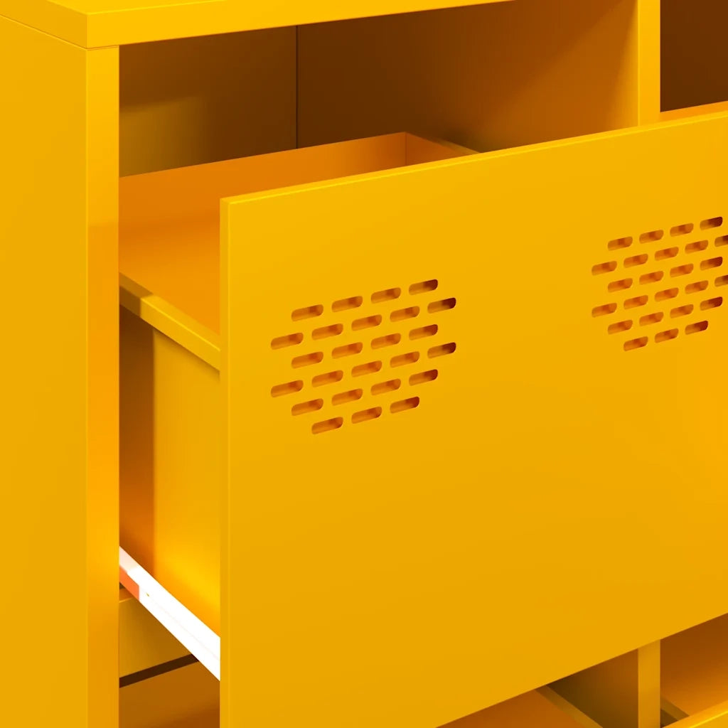 Credenza-Buffet-Armadio da cucina Giallo Senape 135x39x73,5 cm Acciaio Laminato a Freddo 774796