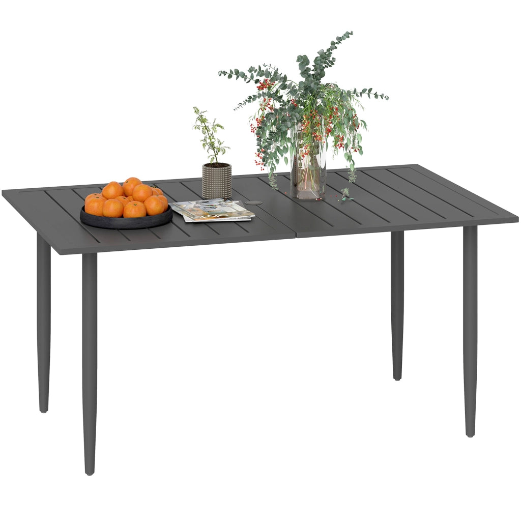 Tavolo da giardino ¨C Minimal ¨C 150x90cm nero in acciaio con foro per ombrellone